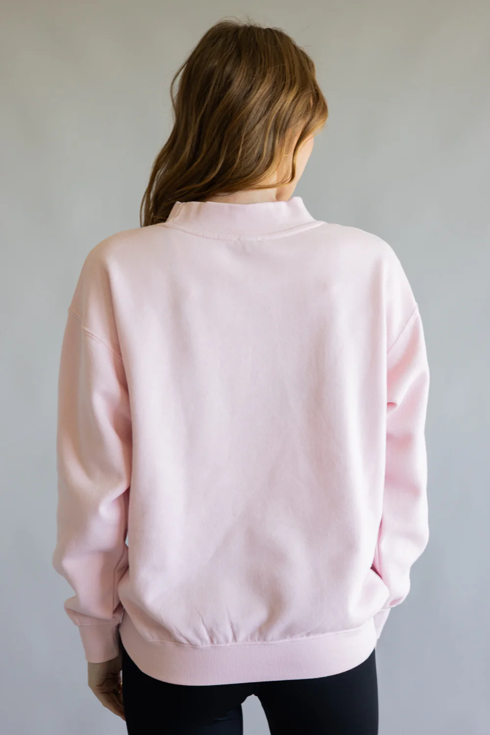 Oversized Mama Mock Neck Fleece Sweatshirt for Women in Baby Pink | GT099-BABYPINK - Image 5
