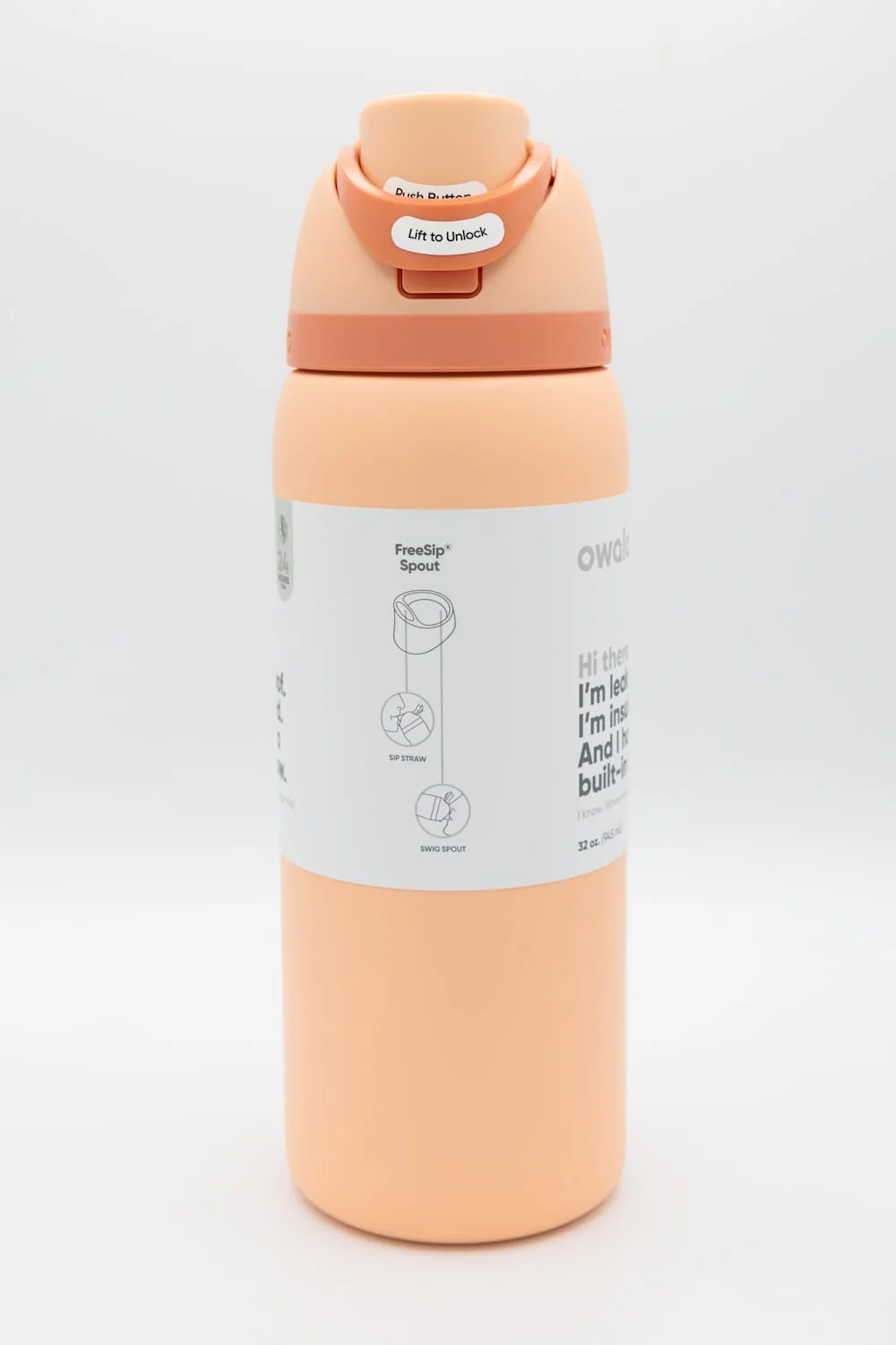 Owala FreeSip 32 oz Stainless Steel Water Bottle in Peach of Mind | C08289-PEACH OF MIND - Image 4
