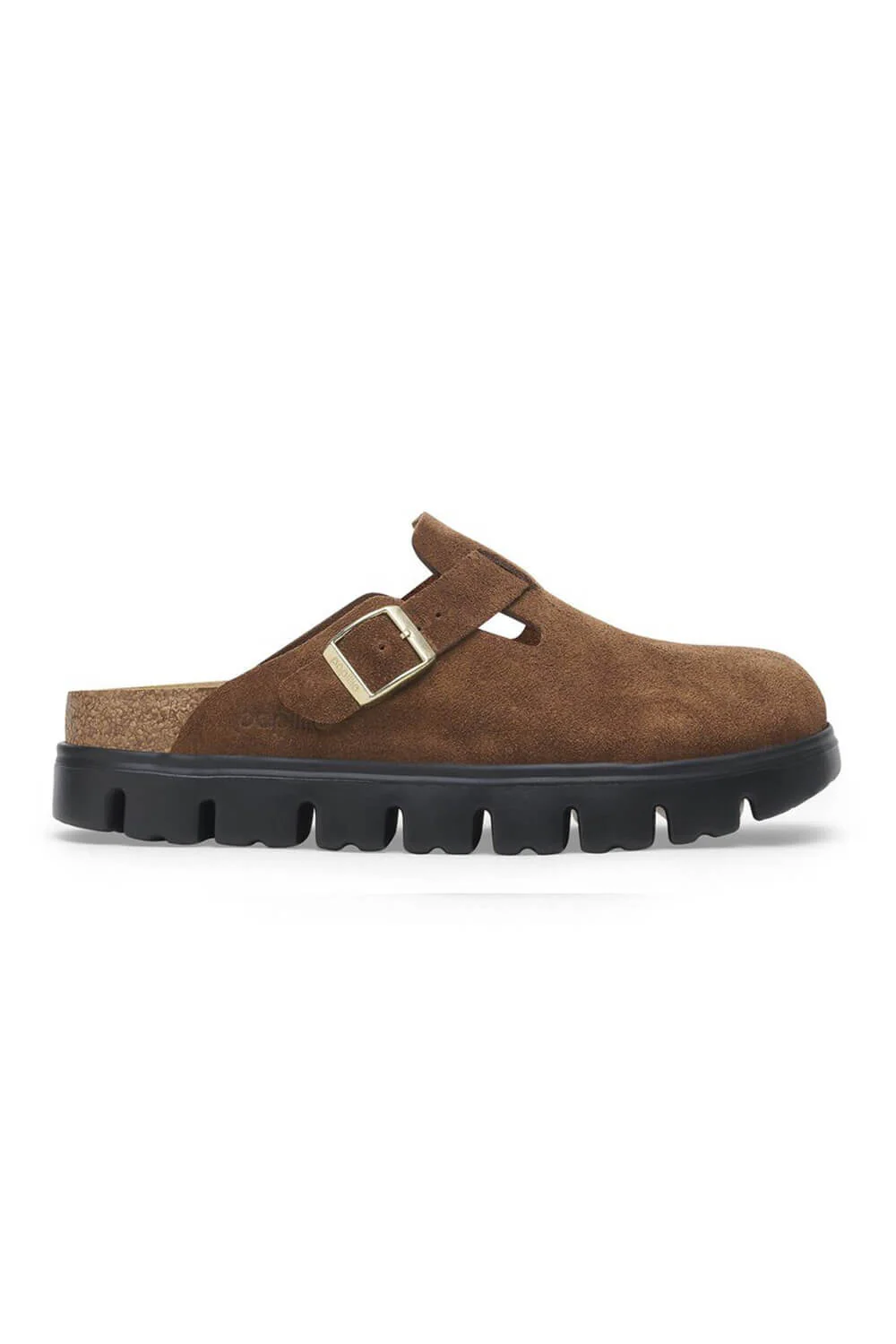 Papillio by Birkenstock Boston Suede Leather Chunky Clogs for Women in Dark Tea | 1028402 - Image 4
