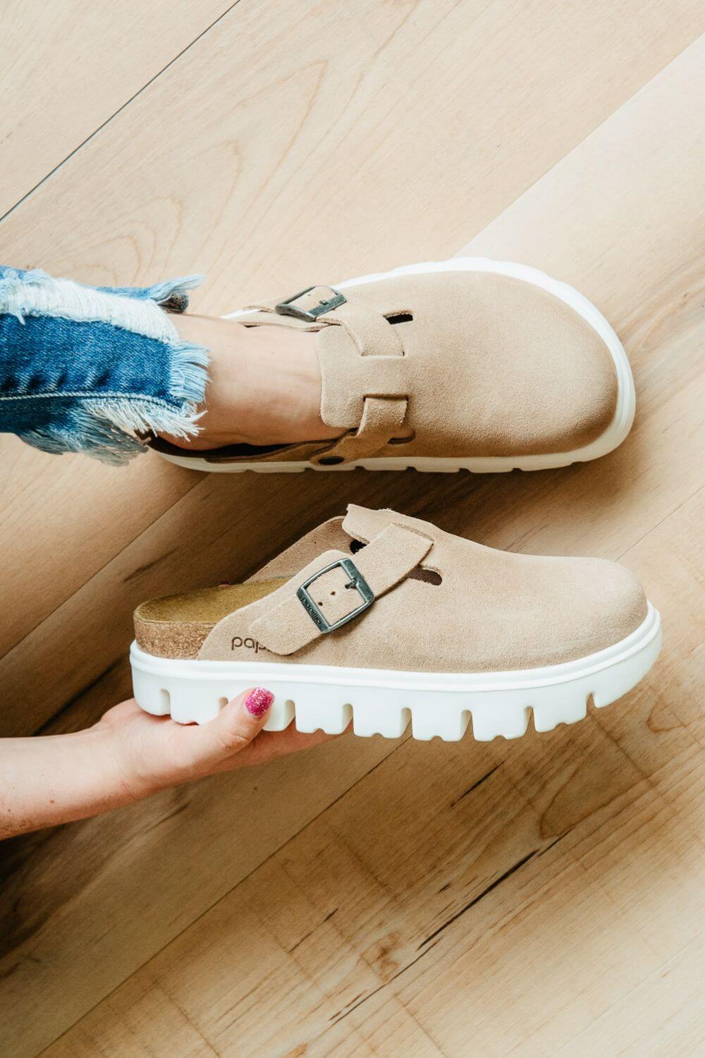 Papillio by Birkenstock Boston Suede Leather Chunky Clogs for Women - Image 2