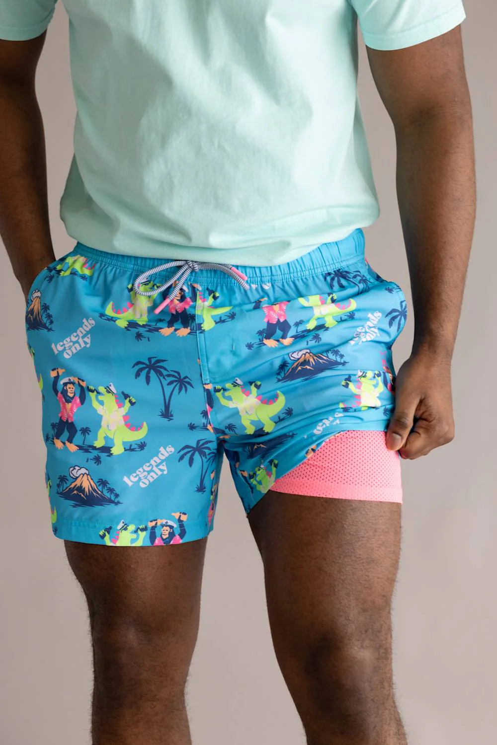 Party Pants Bussin’ Happy Hour Swim Shorts for Men in Cyan | PPE26107-CYAN - Image 3