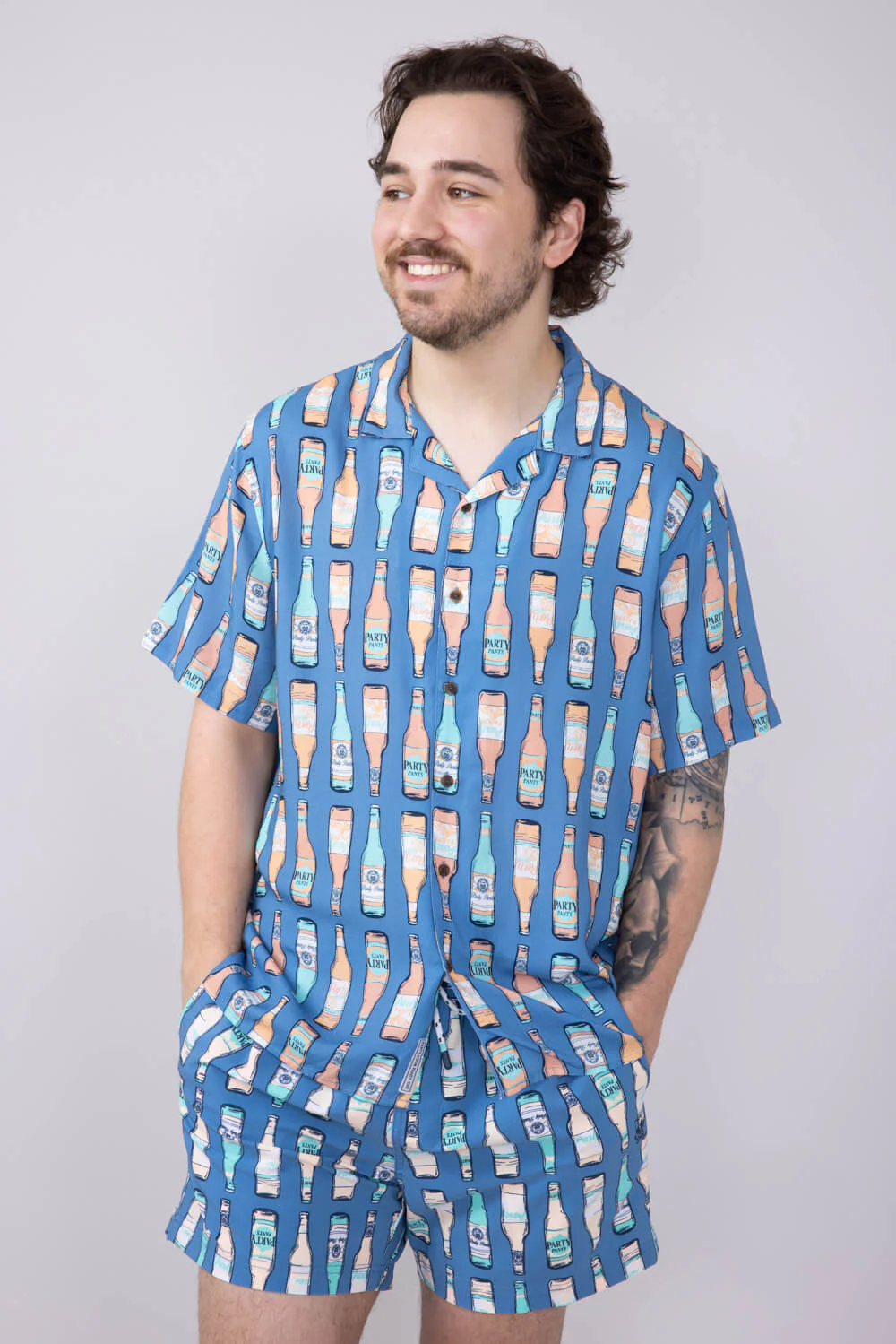 Party Pants Cold Dawgs Woven Button Up Shirt for Men in Navy | P12513091-NAVY - Image 3