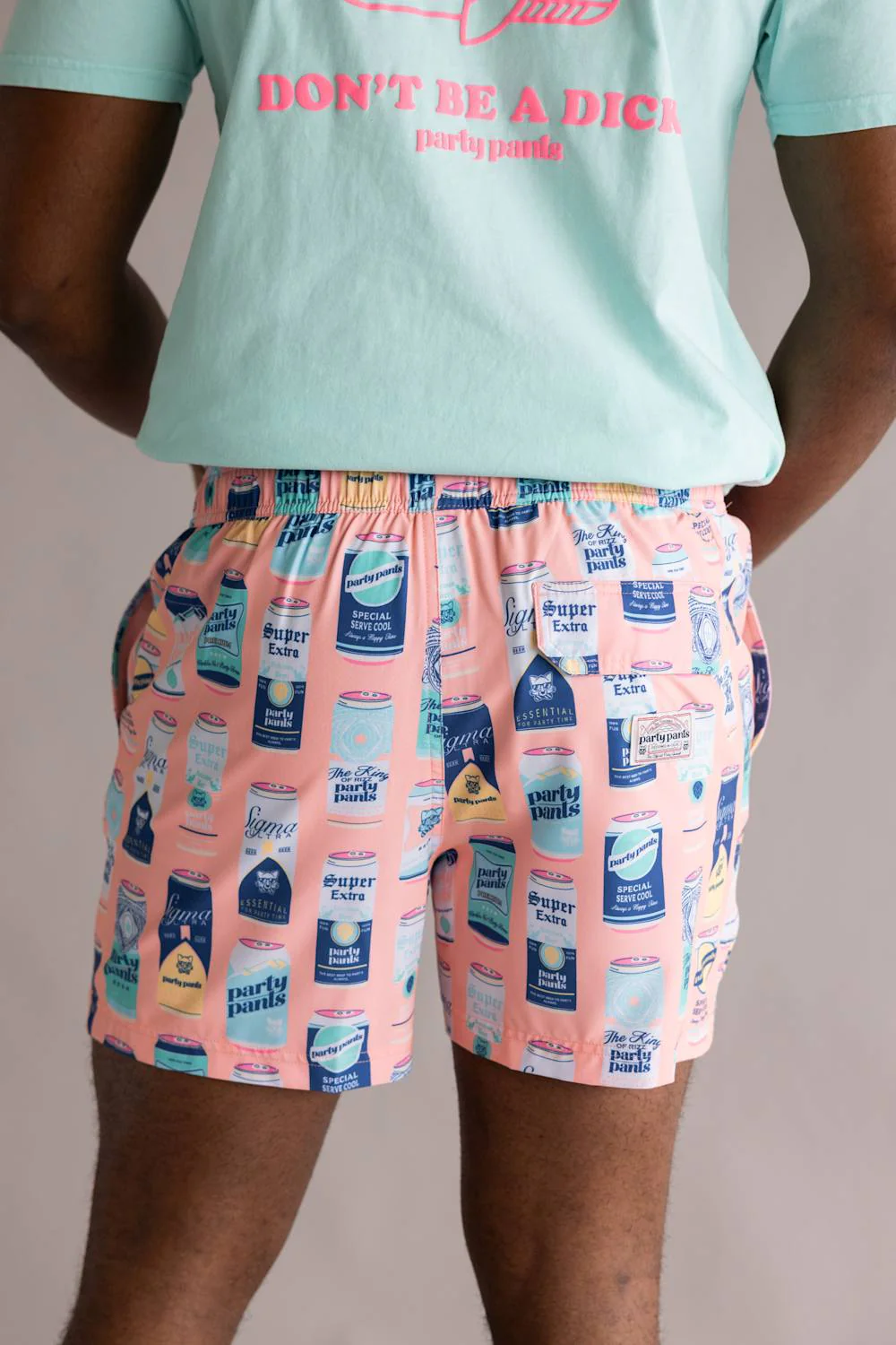 Party Pants King of Rizz Swim Shorts for Men in Coral | PPE26103-CRL CORAL - Image 2