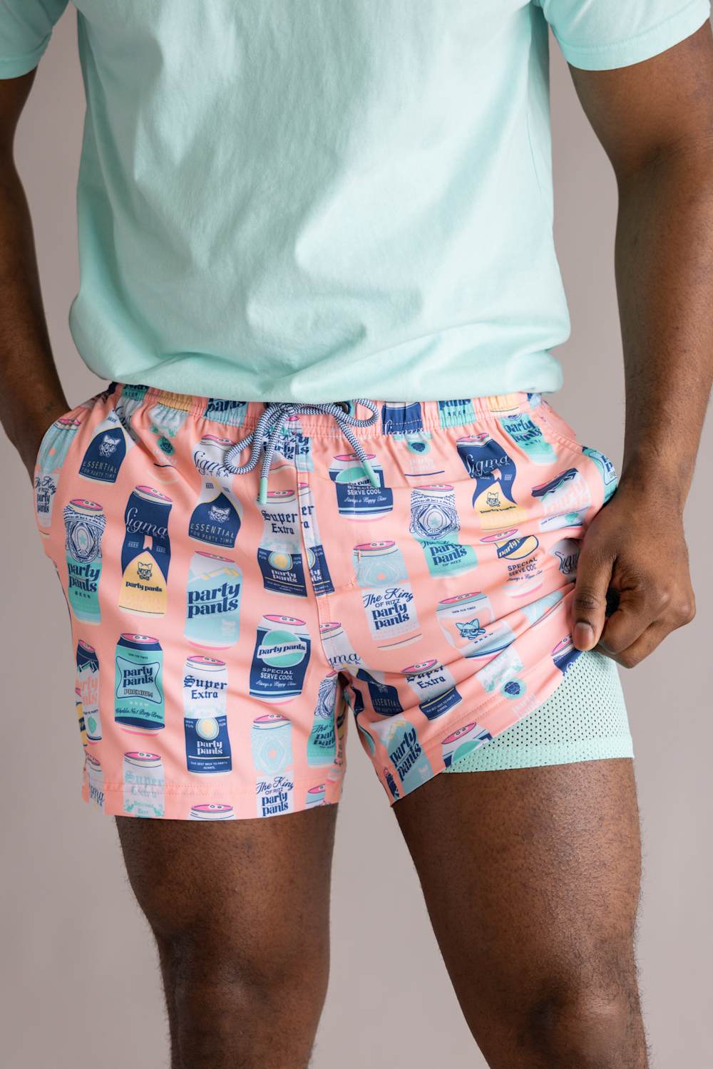 Party Pants King of Rizz Swim Shorts for Men in Coral | PPE26103-CRL CORAL - Image 3