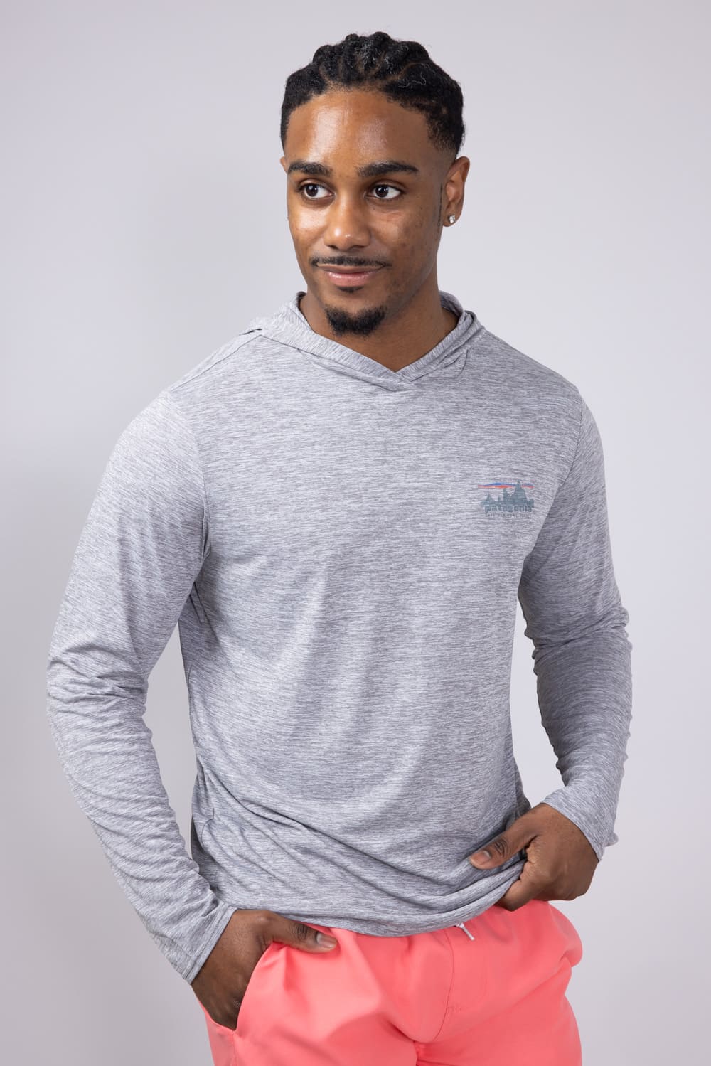 Patagonia Men’s Capeliene Cool Daily Graphic Hooded T-Shirt for Men in Feather Grey | 45325-SKFE - Image 2