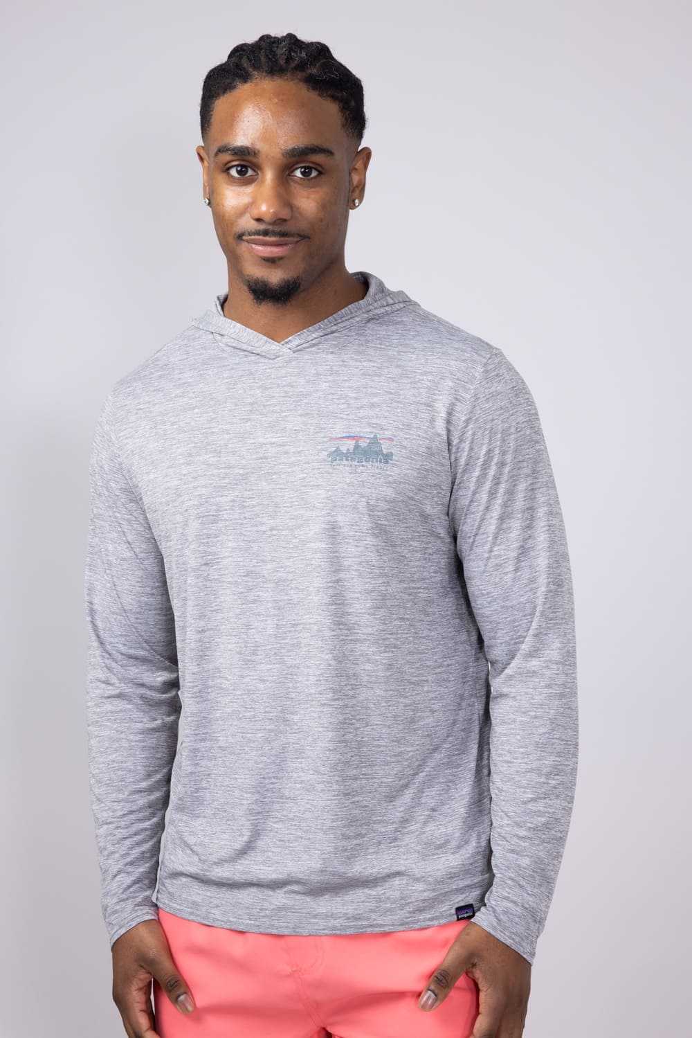 Patagonia Men’s Capeliene Cool Daily Graphic Hooded T-Shirt for Men in Feather Grey | 45325-SKFE - Image 5