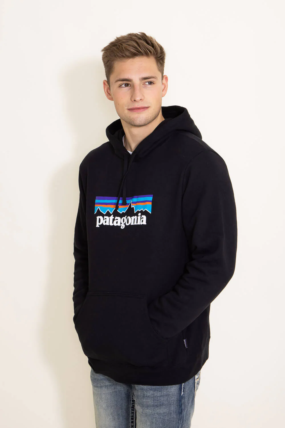 Patagonia Men’s P-6 Logo Uprisal Hoodie in Black | 39622-BLK - Image 4