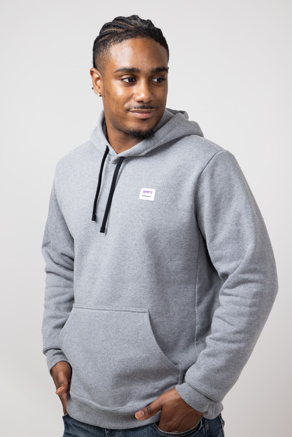 Patagonia Men’s P-6 Logo Uprisal Hoodie in Gravel Heather | 39696-GLH - Image 4