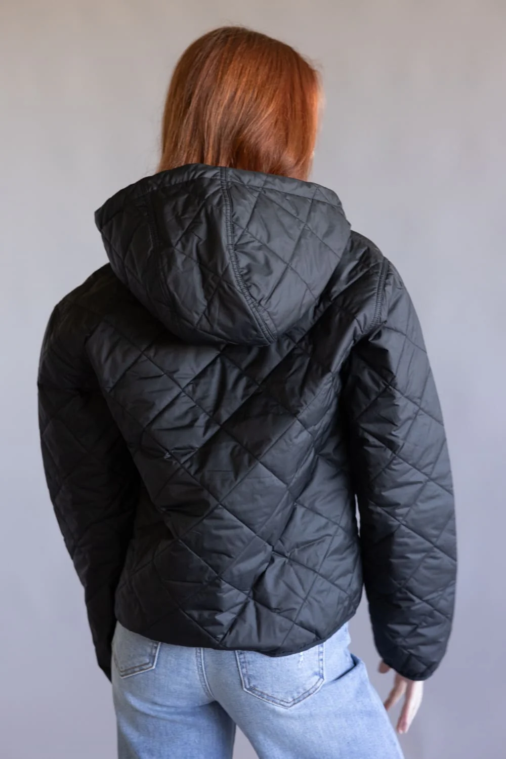 Patagonia Women’s Diamond Quilted Bomber Hoodie Jacket in Black | 20696-BLK - Image 3