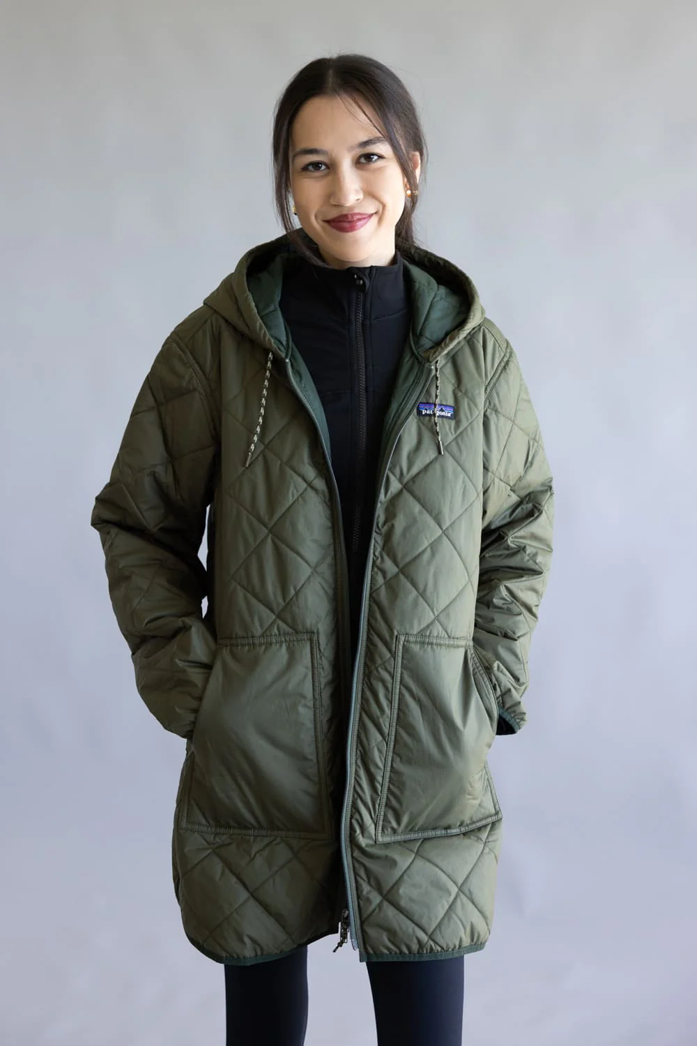 Patagonia Women’s Diamond Quilted Parka in Basin Green | 27710-BSNG - Image 6