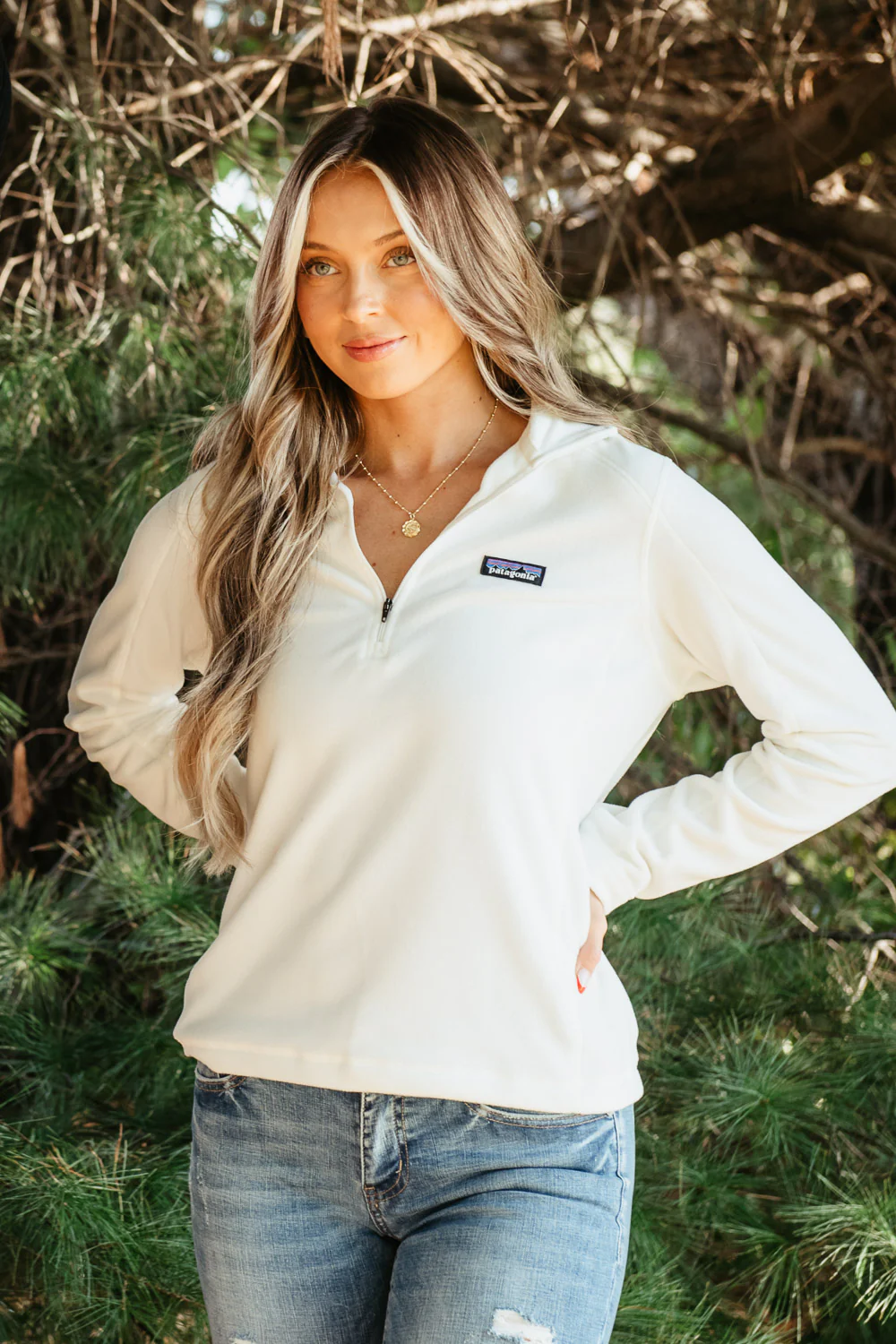 Patagonia Women’s Micro D Quarter Zip Pullover in Birch White | 26278-BCW - Image 2