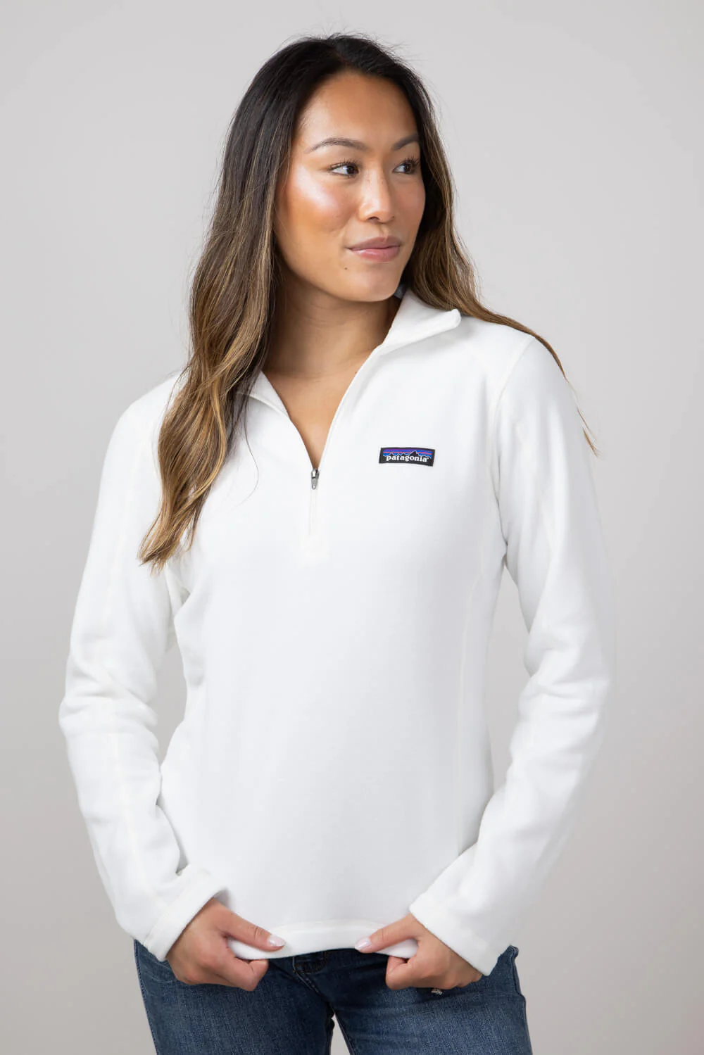 Patagonia Women’s Micro D Quarter Zip Pullover in Birch White | 26278-BCW - Image 5