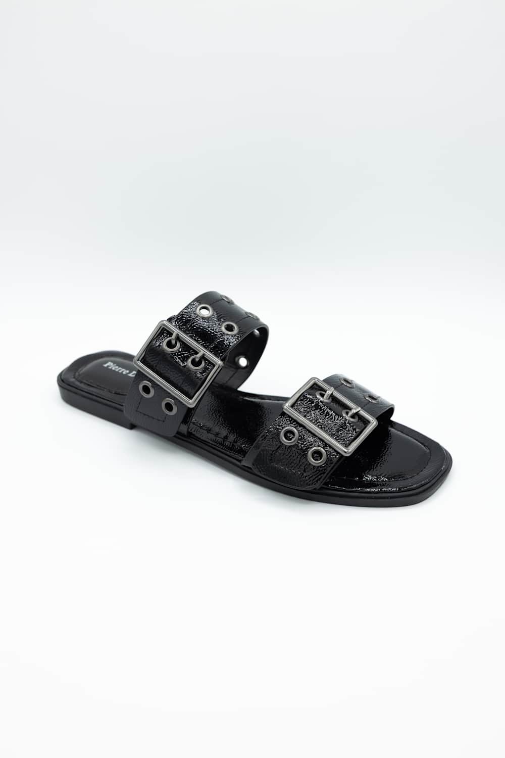 Pierre Dumas Empress Buckle Slide Sandals for Women in Black | 21791-301-BLACK - Image 3