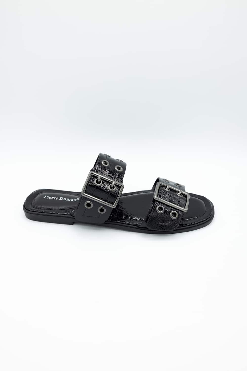 Pierre Dumas Empress Buckle Slide Sandals for Women in Black | 21791-301-BLACK - Image 4
