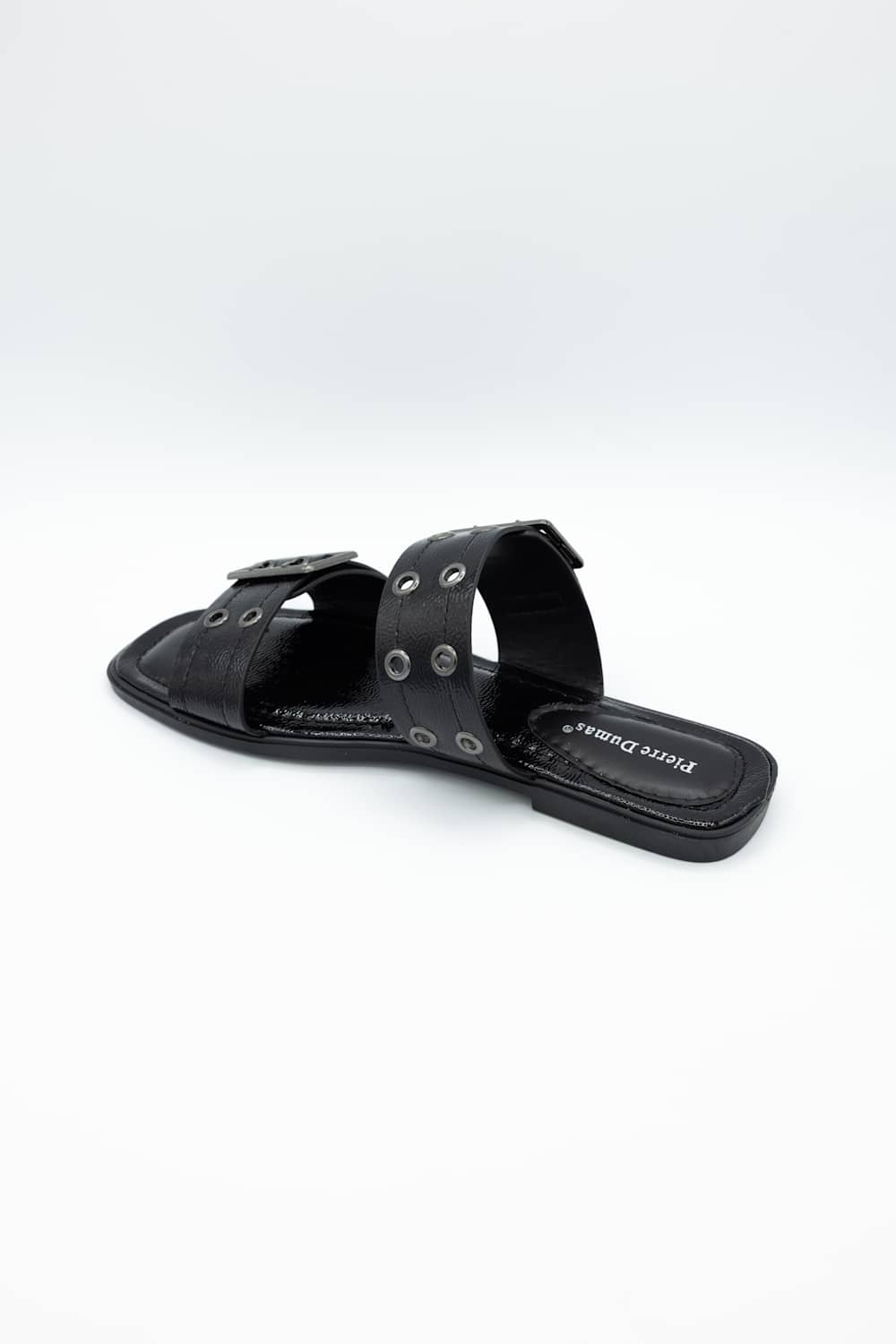 Pierre Dumas Empress Buckle Slide Sandals for Women in Black | 21791-301-BLACK - Image 5