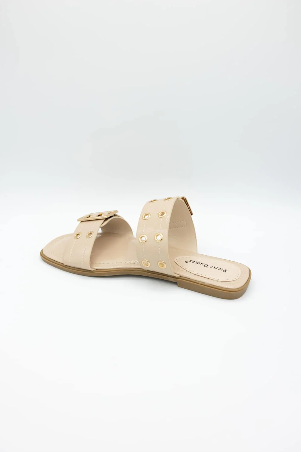Pierre Dumas Empress Buckle Slide Sandals for Women in Nude | 21791-312-NUDE - Image 2