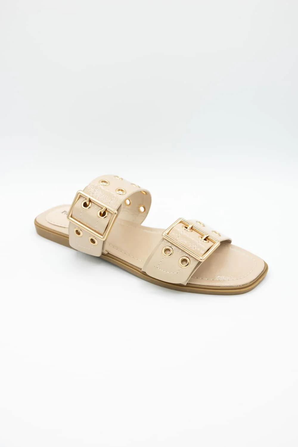 Pierre Dumas Empress Buckle Slide Sandals for Women in Nude | 21791-312-NUDE - Image 3