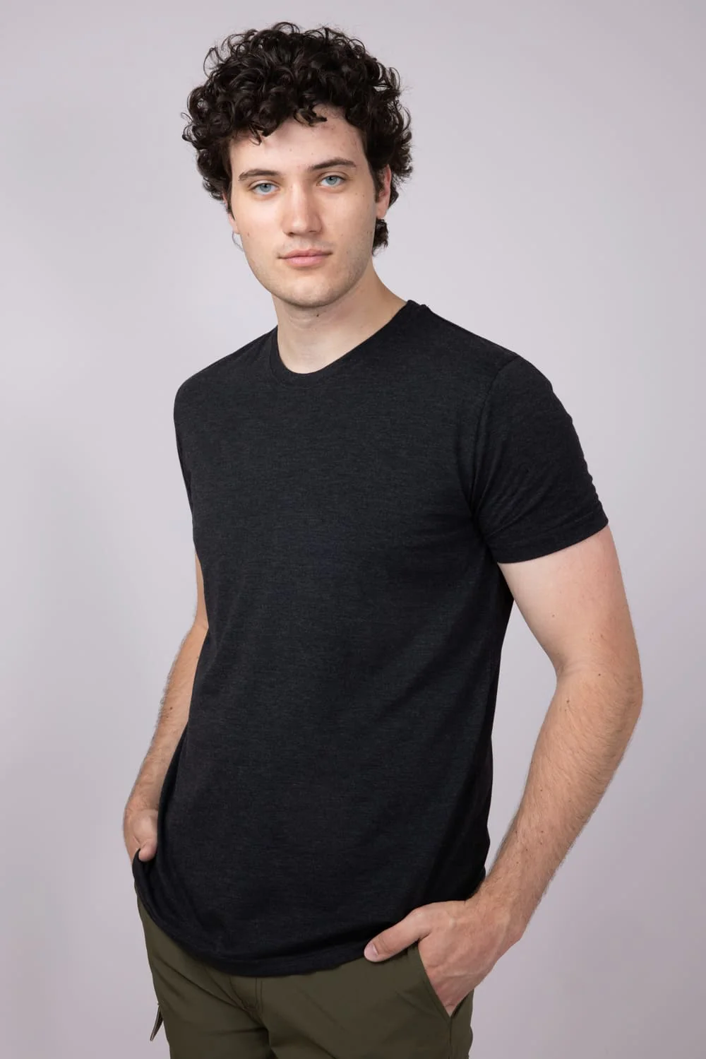Basic Crewneck T-Shirt for Men in Black | 3750-BLACK - Image 3
