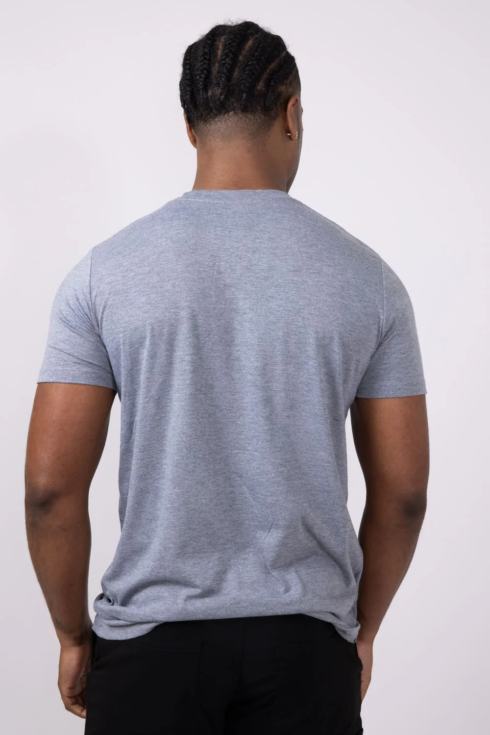 Basic Crewneck T-Shirt for Men in Heather Grey | 3750-HGRAY - Image 4