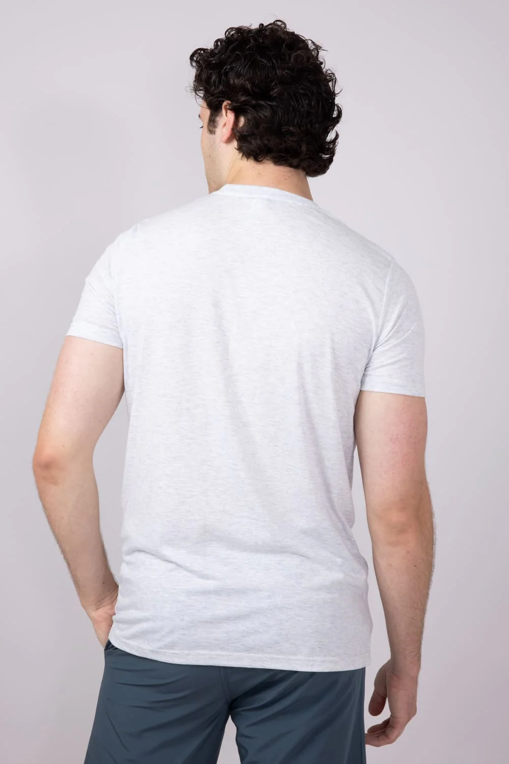 Basic Crewneck T-Shirt for Men in Speckled White | 3750-SPECWHT - Image 3