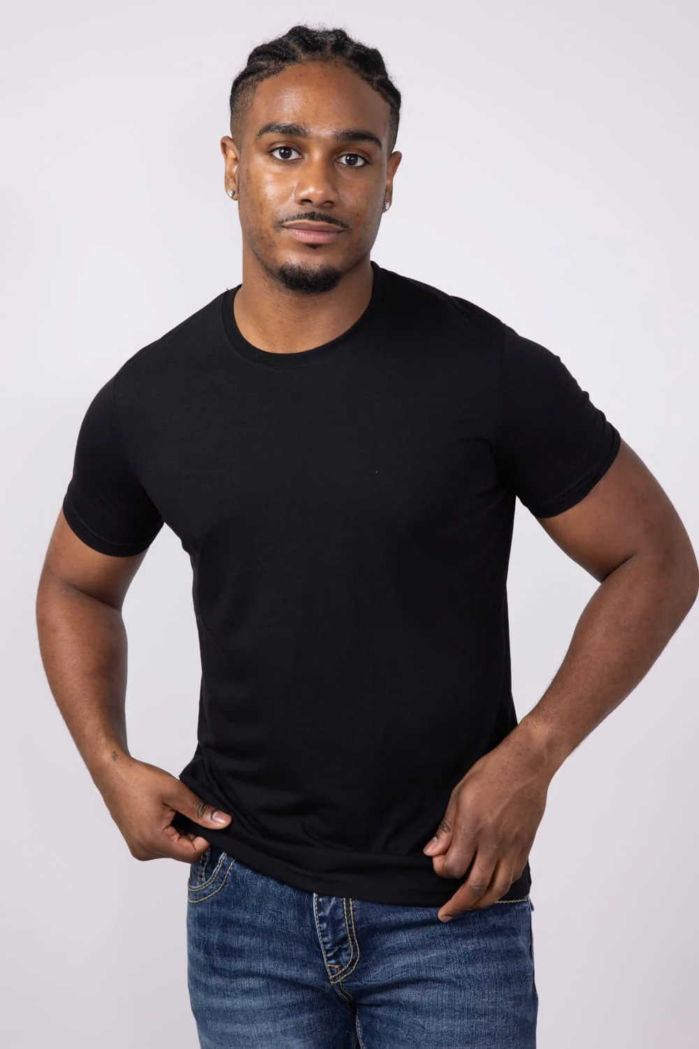 Basic Crewneck T-Shirt for Men in True Black | 3750-TRUEBLACK - Image 3