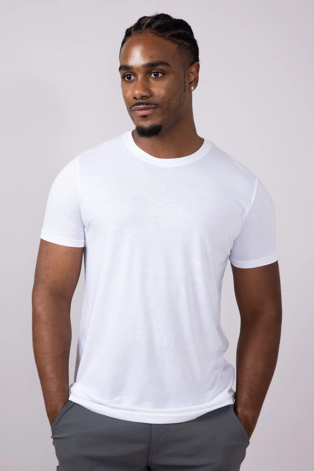 Basic Crewneck T-Shirt for Men in White | 3750-TRUEWHITE - Image 3