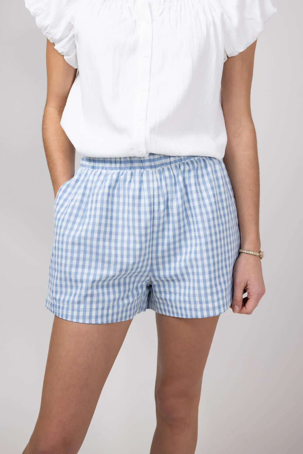Plaid Boxer Lounge Shorts for Women in Blue | PSP1142-BLUE - Image 2