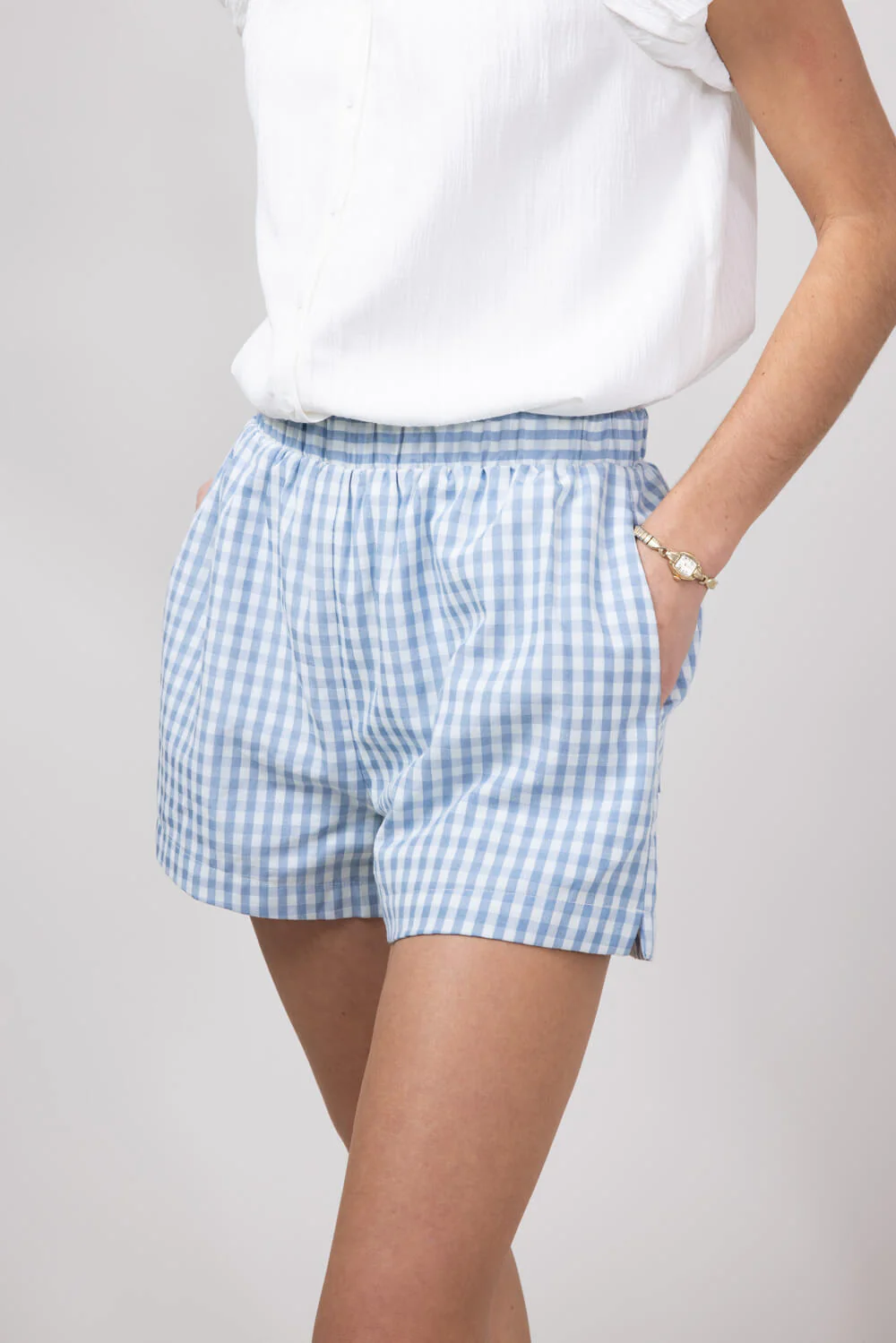 Plaid Boxer Lounge Shorts for Women in Blue | PSP1142-BLUE - Image 4