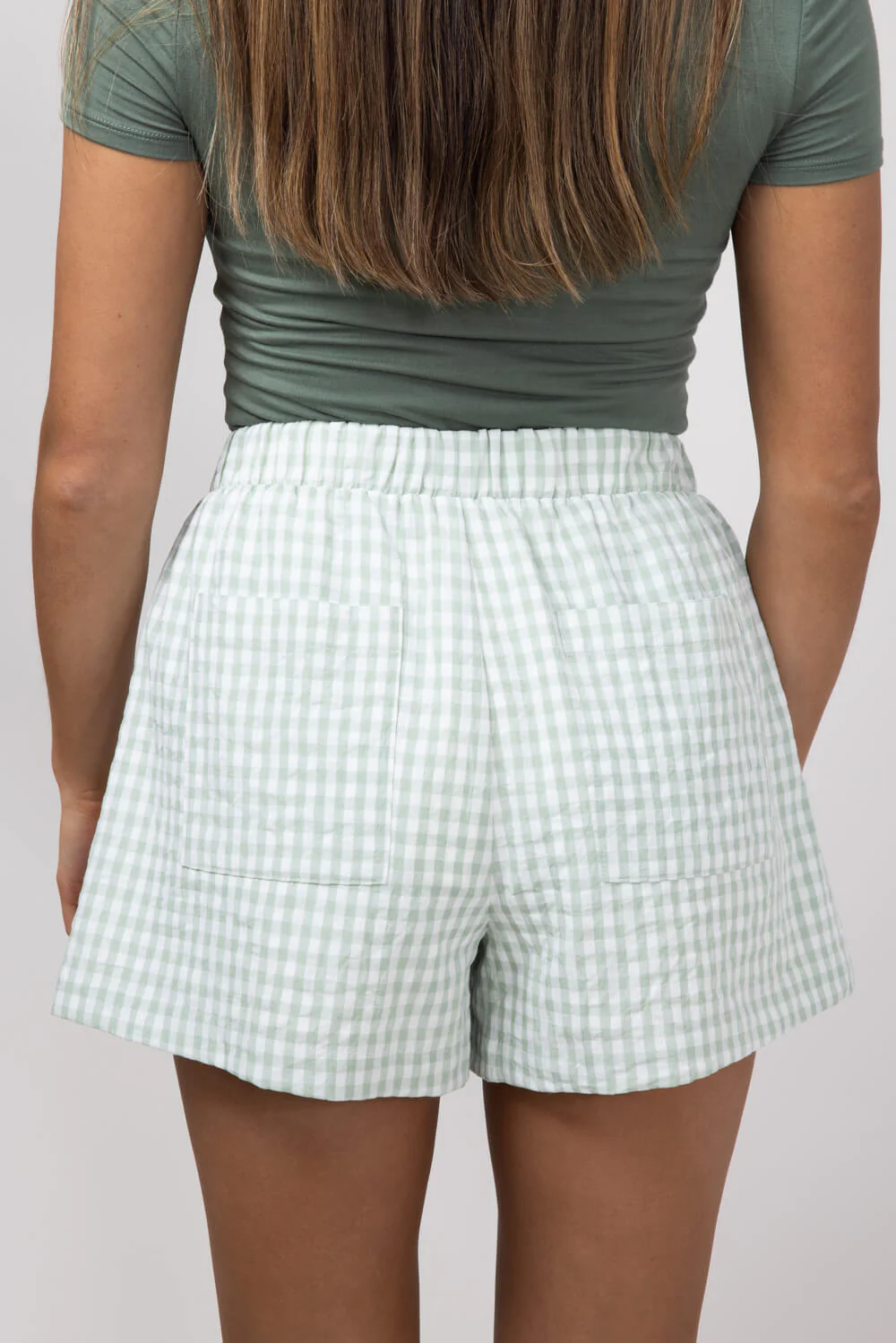 Plaid Boxer Lounge Shorts for Women in Green | PSP1142-GREEN - Image 4