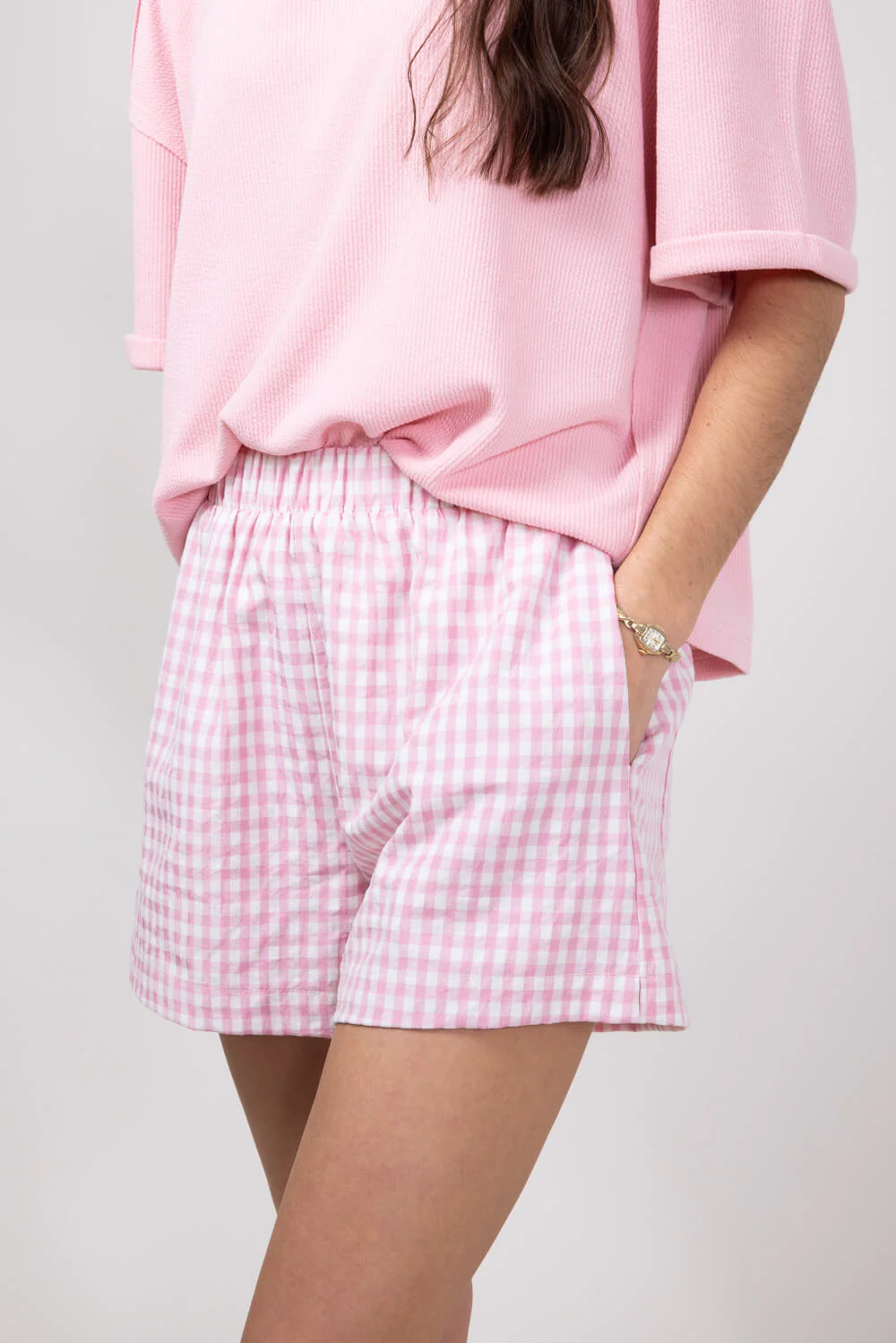 Plaid Boxer Lounge Shorts for Women in Pink | PSP1142-PINK - Image 4