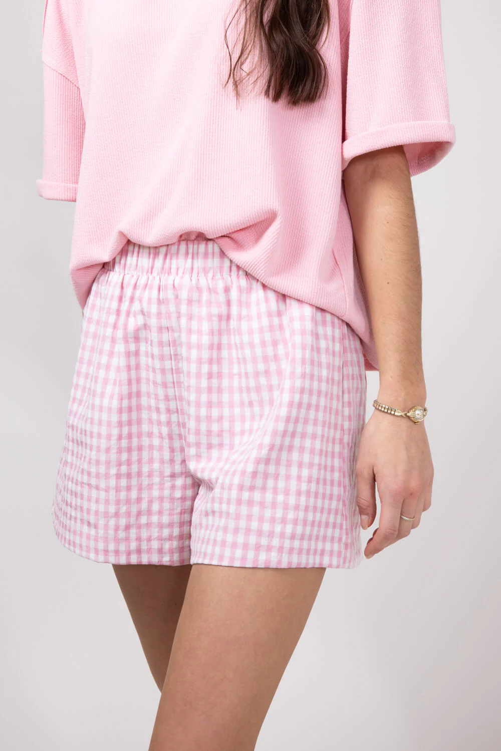Plaid Boxer Lounge Shorts for Women in Pink | PSP1142-PINK - Image 5