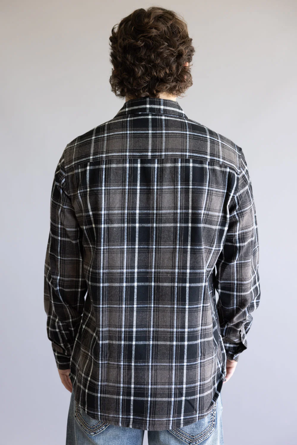 Plaid Flannel Shirt for Men in Black Brown | TT8281GL-BLACKBROWN - Image 3