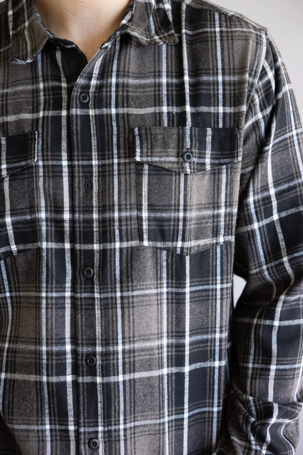 Plaid Flannel Shirt for Men in Black Brown | TT8281GL-BLACKBROWN - Image 4