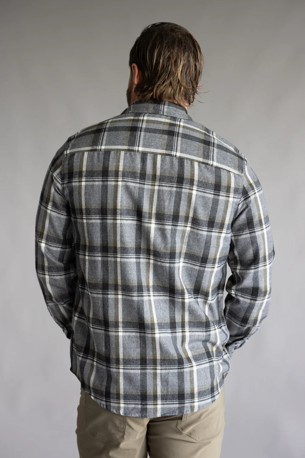 Plaid Flannel Shirt for Men in Grey Olive | TT8281GL-GREYOLIVE - Image 4