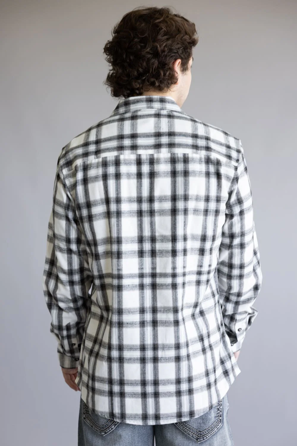 Plaid Flannel Shirt for Men in Ivory Black | TT8281GL-IVORYBLACK - Image 2