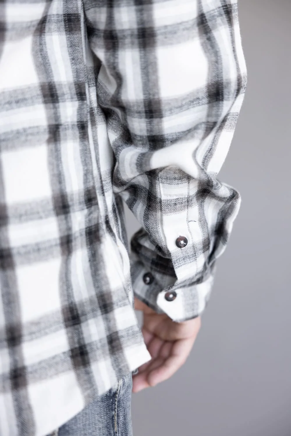 Plaid Flannel Shirt for Men in Ivory Black | TT8281GL-IVORYBLACK - Image 3