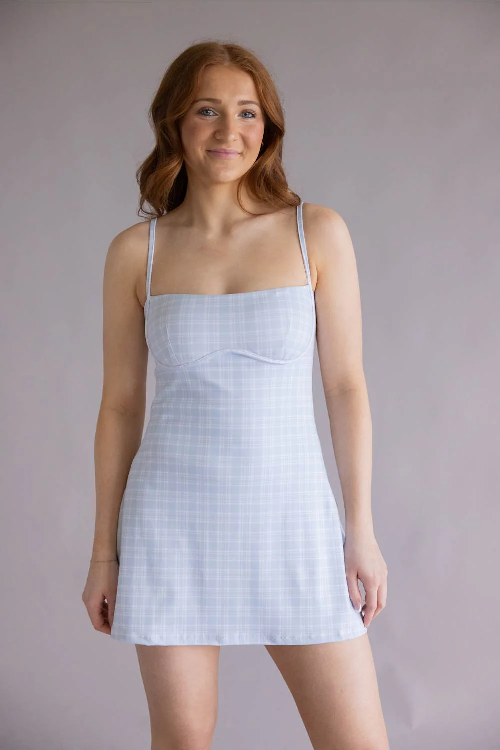 Plaid Sweetheart Tennis Dress for Women in Light Blue | DP7816-2G-BLUE - Image 2
