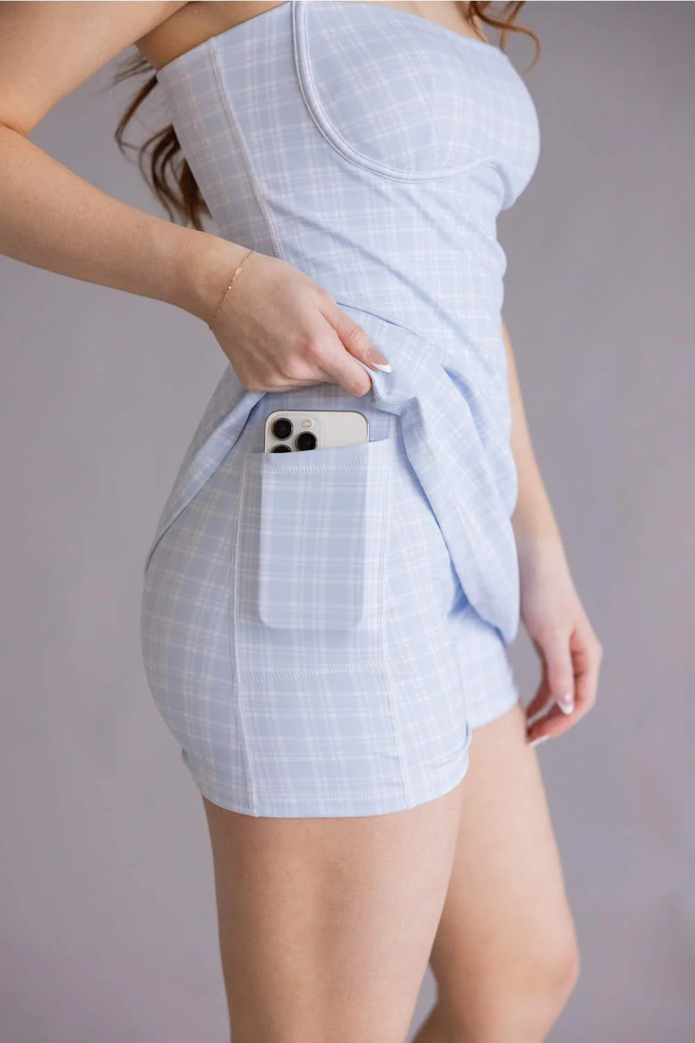 Plaid Sweetheart Tennis Dress for Women in Light Blue | DP7816-2G-BLUE - Image 4