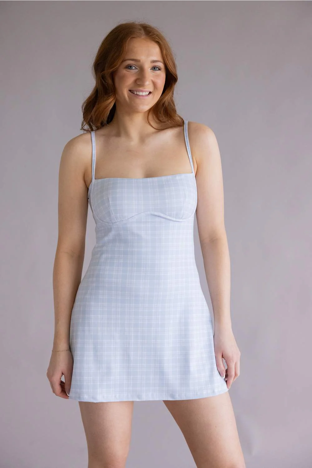 Plaid Sweetheart Tennis Dress for Women in Light Blue | DP7816-2G-BLUE - Image 5