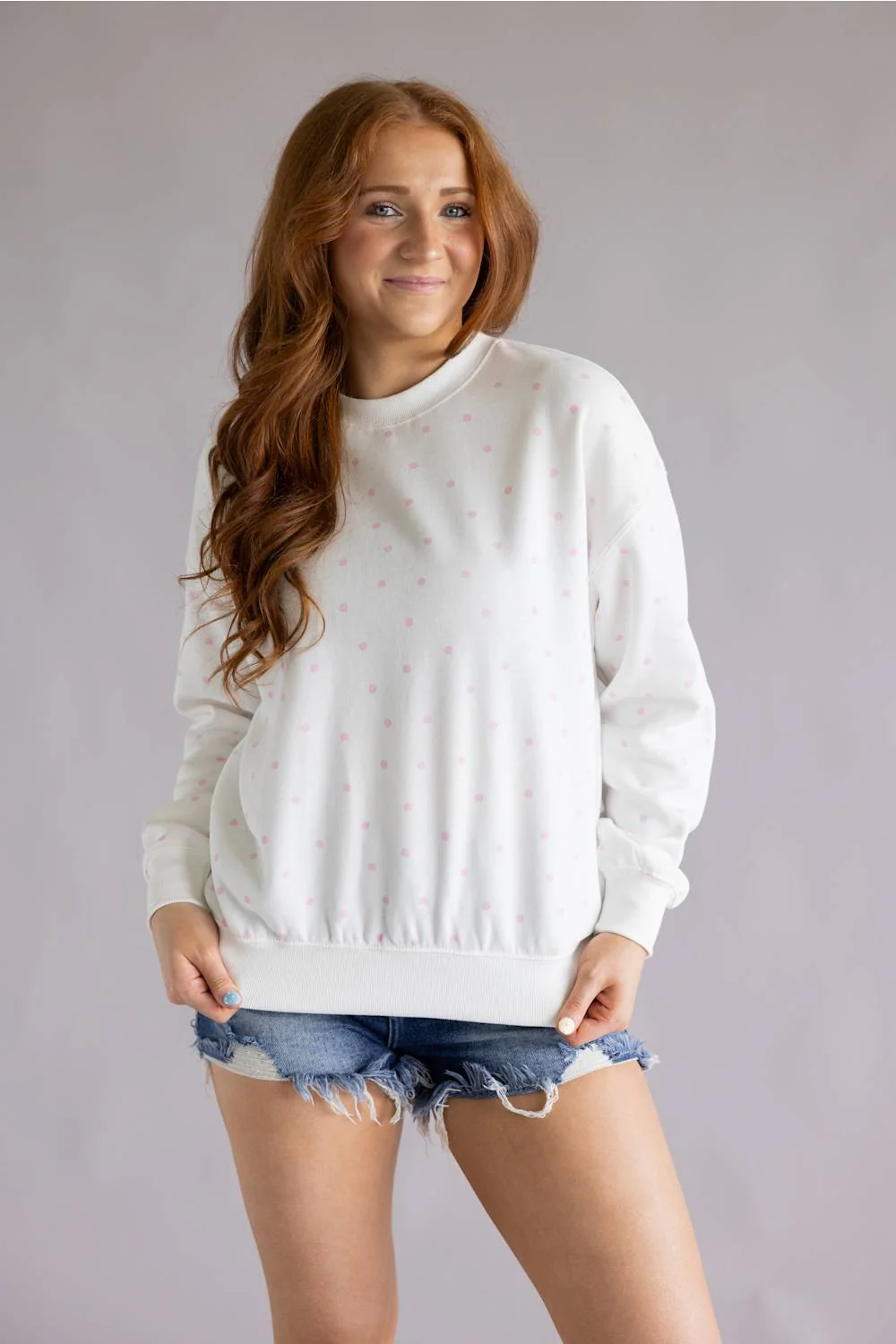 Polka Dot Fleece Crewneck for Women - Image 2