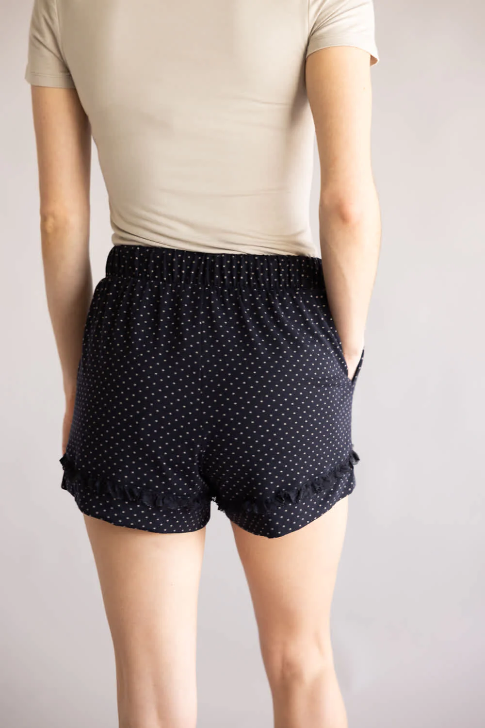 Polka Dot Knit Pajama Shorts for Women in Navy/White | PP6959-NAVYWHITEDOT - Image 4