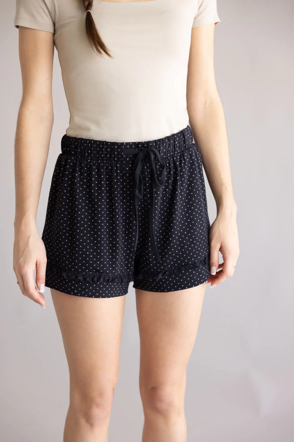 Polka Dot Knit Pajama Shorts for Women in Navy/White | PP6959-NAVYWHITEDOT - Image 5