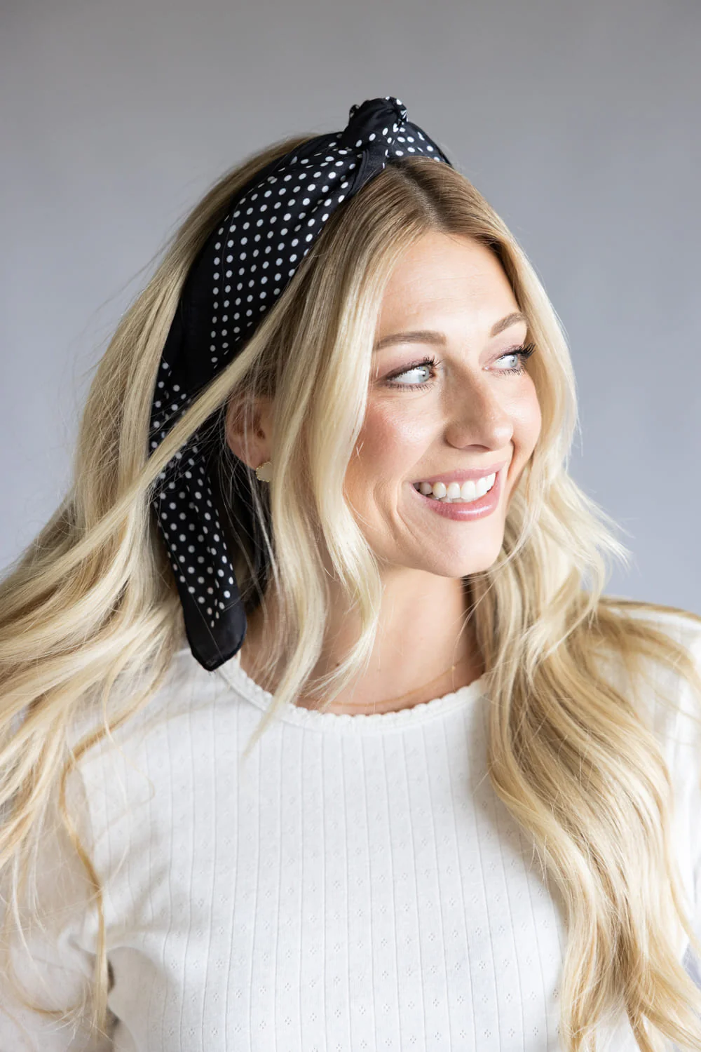 Polka Dot Silk Scarf for Women in Black | BLQS069BLK - Image 4