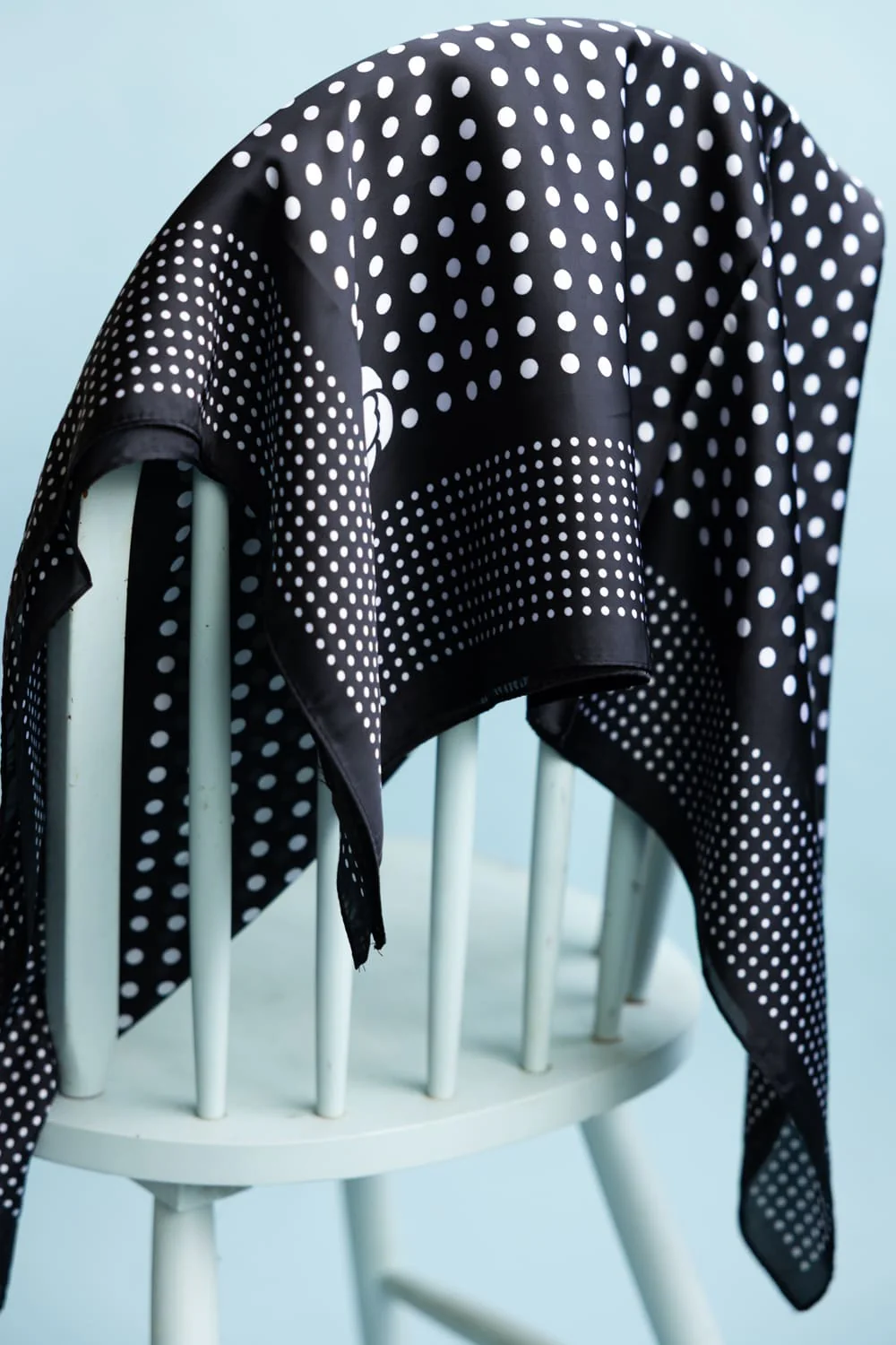 Polka Dot Silk Scarf for Women in Black | BLQS069BLK - Image 6
