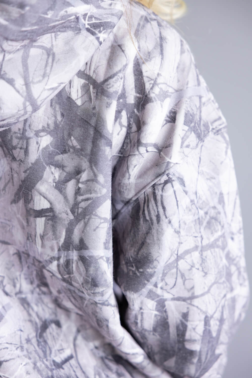 Pretty Garbage Camo Fleece Hoodie for Women in Dark Grey | PST1767-1-CAMO - Image 5