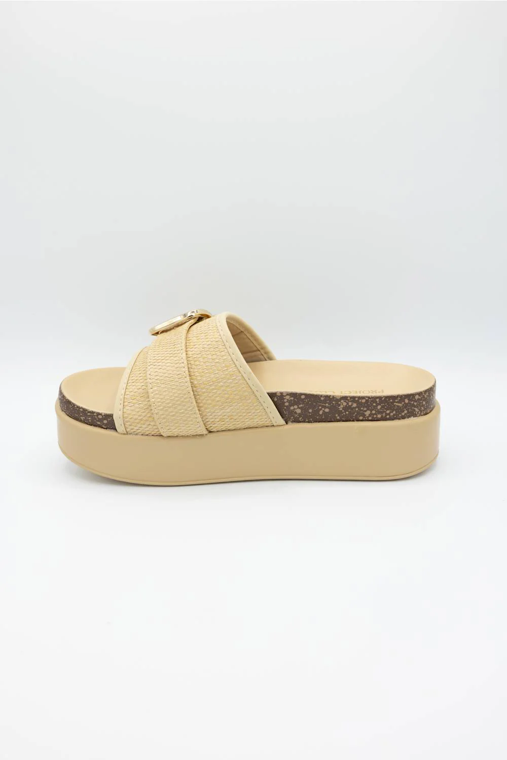 Project Cloud Sonia Raffia Platform Slides for Women in Beige | PC-181-BEIGE RAFFIA - Image 4