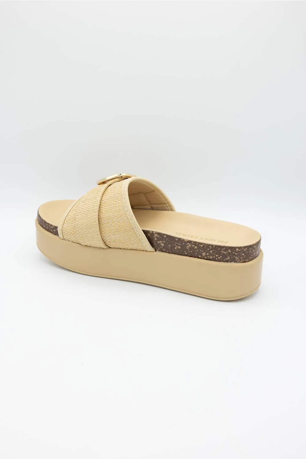 Project Cloud Sonia Raffia Platform Slides for Women in Beige | PC-181-BEIGE RAFFIA - Image 5