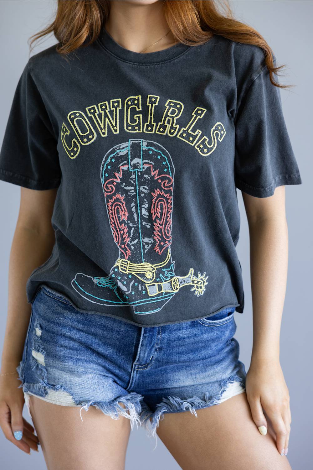 Zutter Puff Print Cowgirls Crop Tee for Women in Black | K4084-2748-BLACK - Image 4