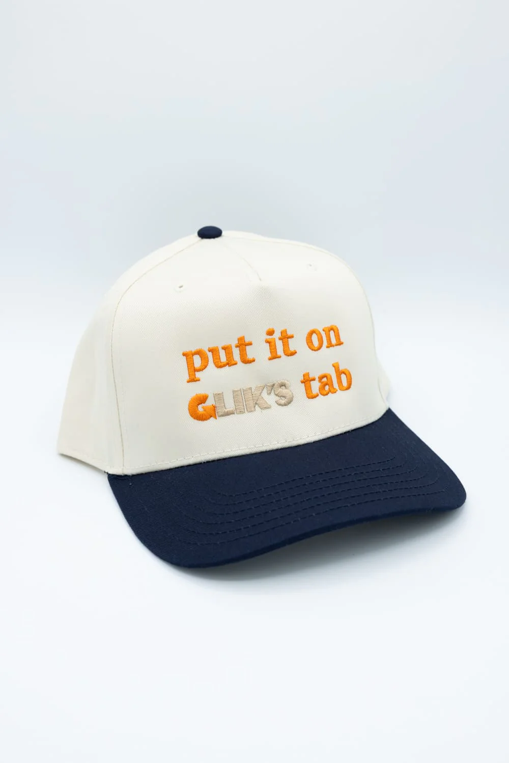 Put It On Gliks Tab Trucker Hat for Women in Navy/Tan | KDC-BC-1171-NVY-TAN - Image 2