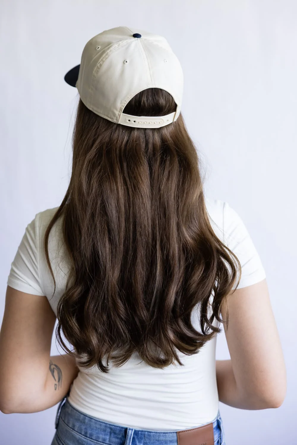 Put It On Gliks Tab Trucker Hat for Women in Navy/Tan | KDC-BC-1171-NVY-TAN - Image 3